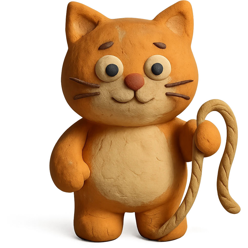a cute cat holding rope in his hand emoji