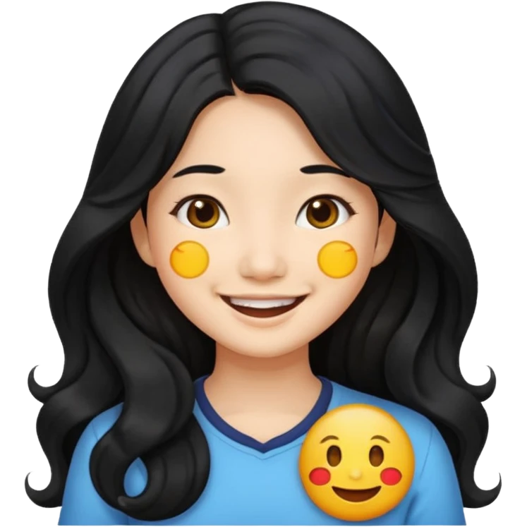 Asian girl with long wavy hair emoji emoji