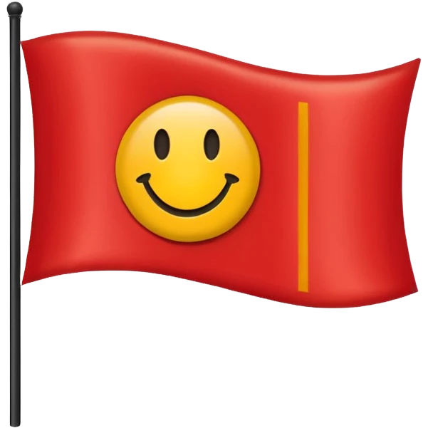 a wavy rectangle flag with black and red rectangle flag with a yellow circle in the middle  emoji