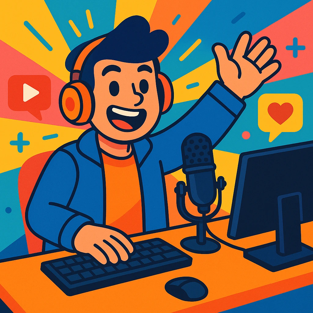 an online content creator, vibrant cartoon style emoji