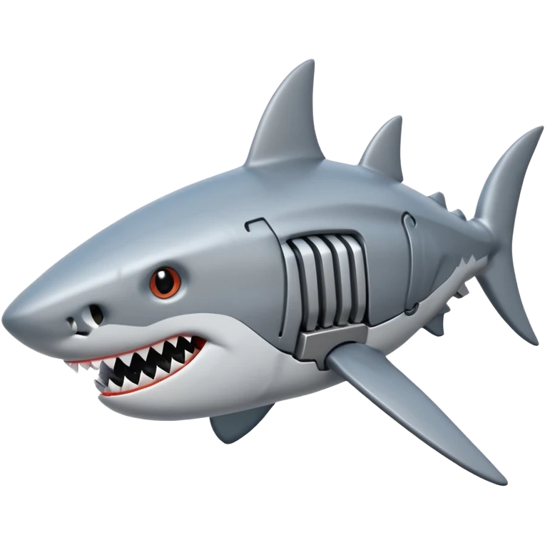 robot shark head with iron skin parts emoji