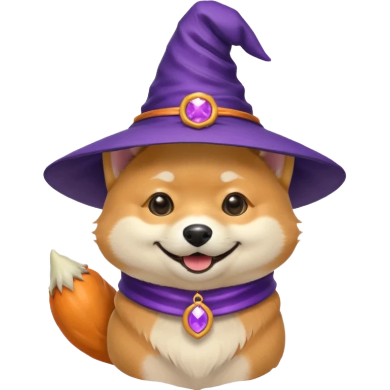 shiba dog wear purple wicth hat emoji