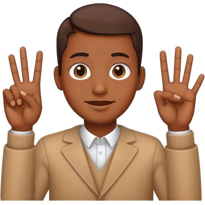 4 fingers up brown emoji