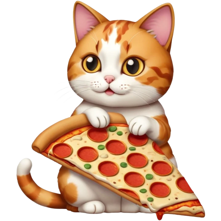 cat eating pizza sitting position emoji