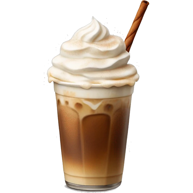 iced coffee with whipped cream and cinnamon sugar on top emoji