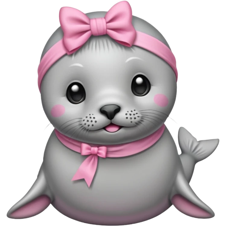 cute Seal with a pink bow on her head like a ribbon emoji