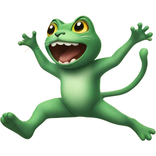 Cat jumping a frog emoji