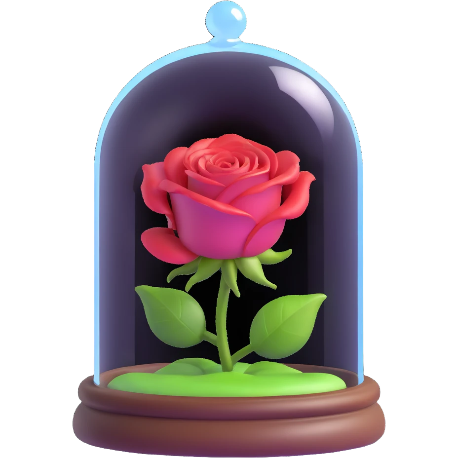 Enchanted rose in glass case from Beauty and the Beast emoji