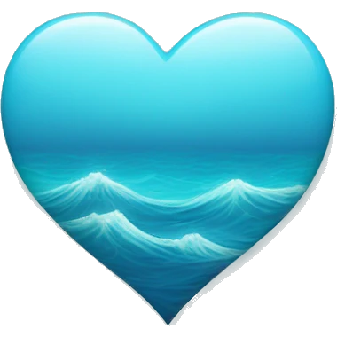 light blue heart with ocean waves inside no face emoji