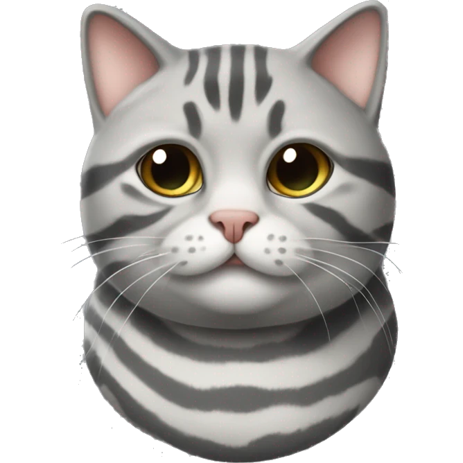 chubby gray striped cat with snub nose  emoji