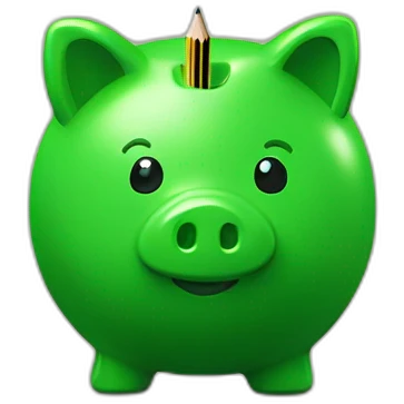green piggybank holding a pencil emoji