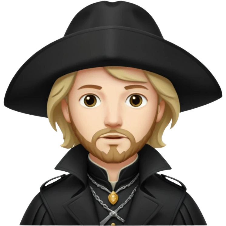 Athos, musketeer in black trench coat emoji