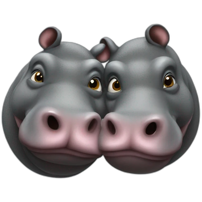 2 hippopotamus kiss emoji