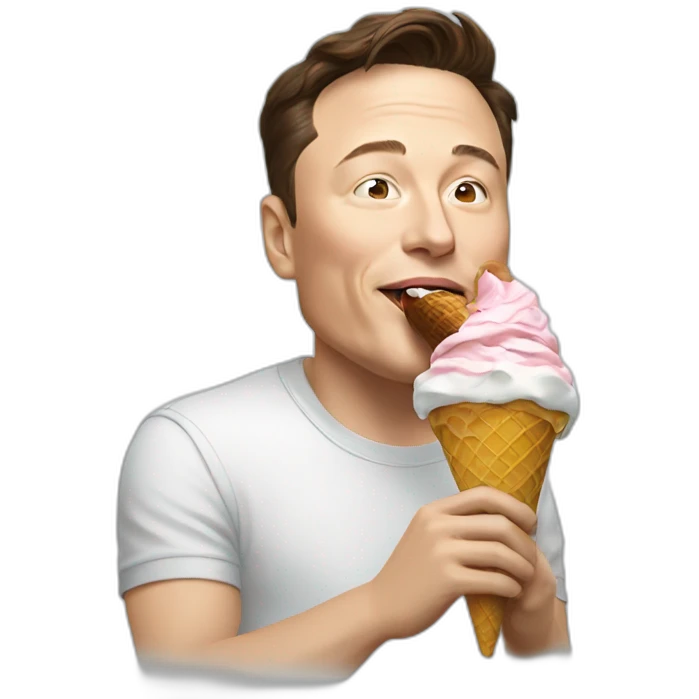 Elon musk eating an ice cream emoji
