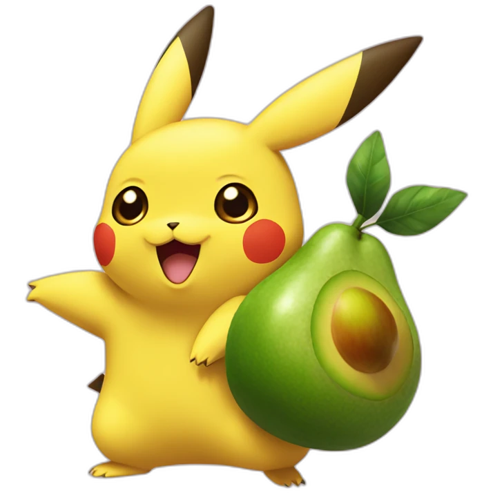 Pikachu holding an aguacate emoji