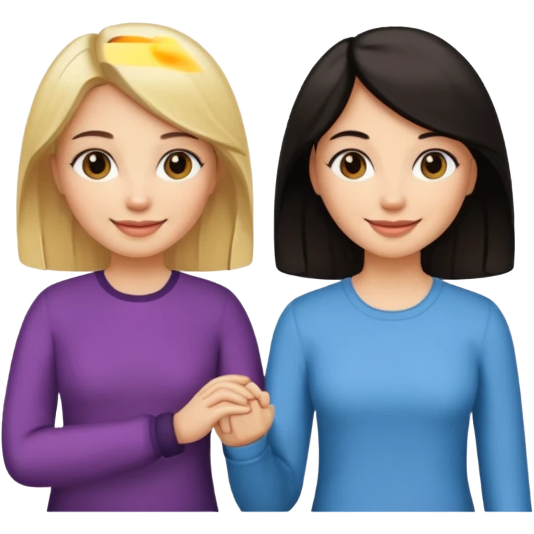 blonde woman holding hands with a dark-haired woman emoji