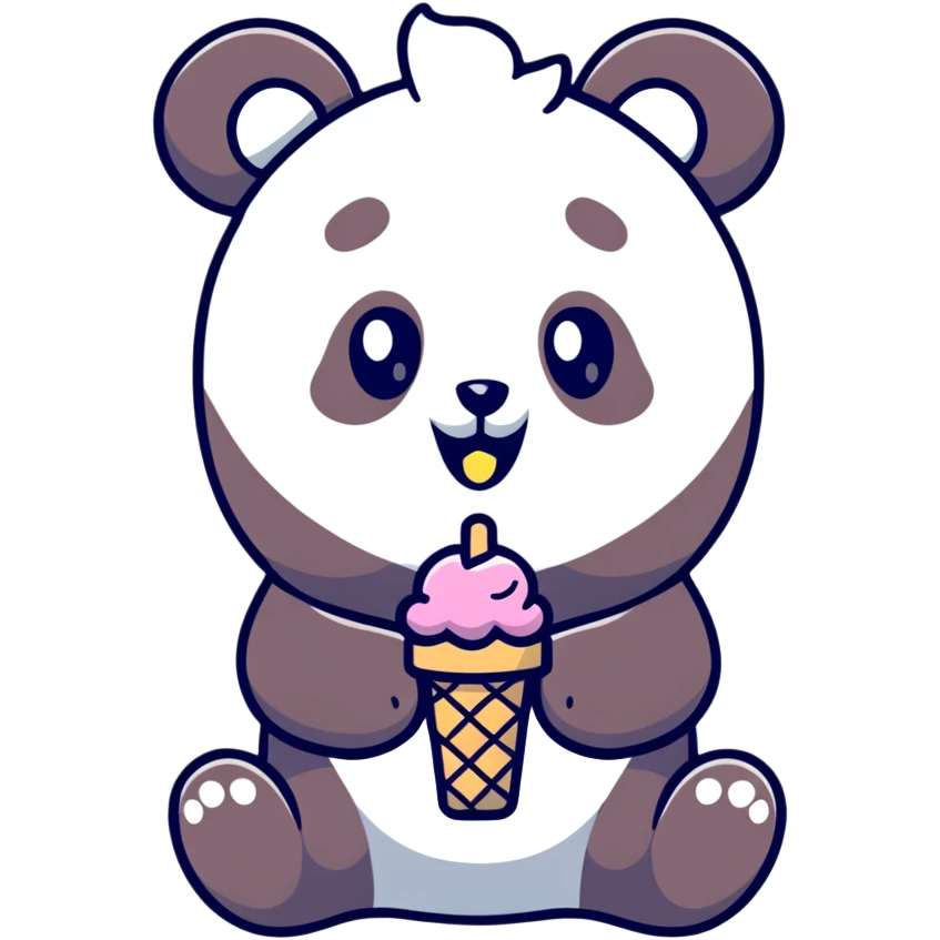 Panda eating ice cream emoji