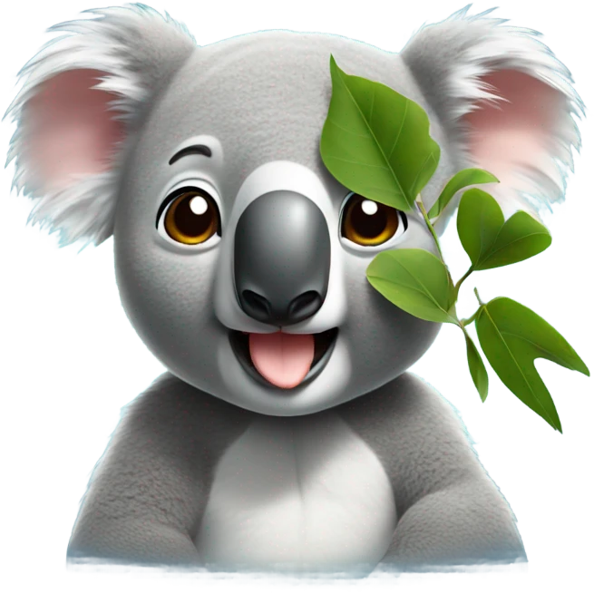 a koala with a leaf in his mouth emoji