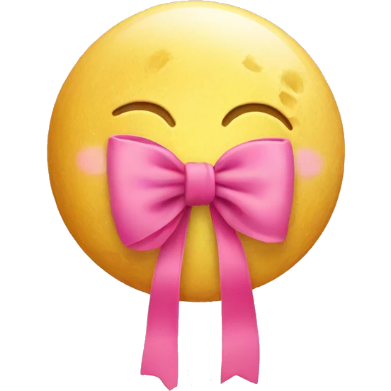 Yellow Moon emoji with a pink bow  emoji