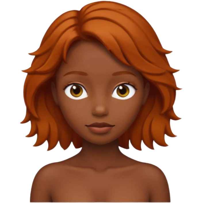 A nude woman with dark skin with ginger hair emoji