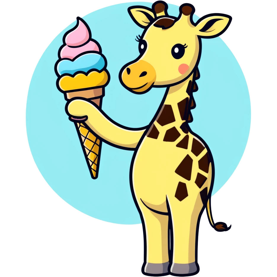 Giraffe with ice cream emoji