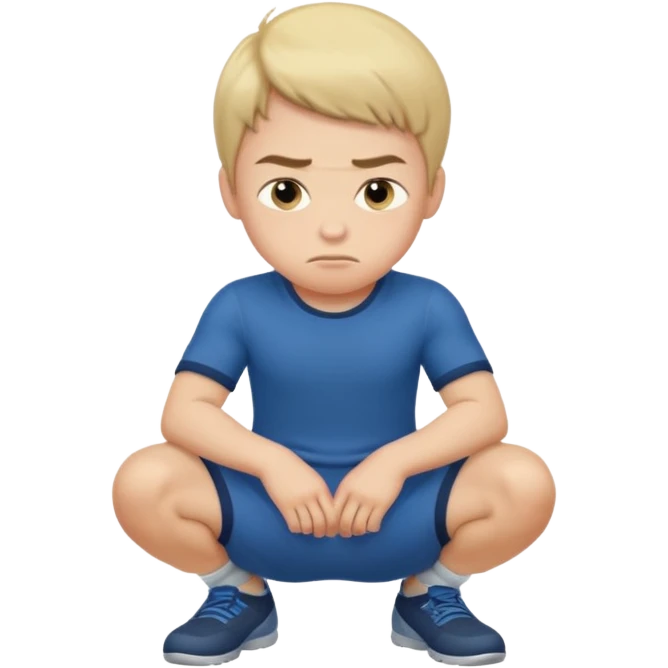 Kids male squatting  emoji