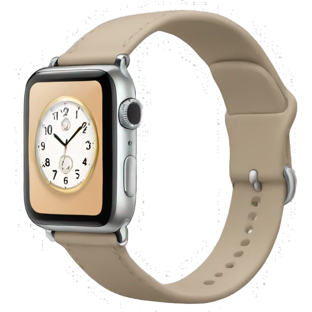 beige apple watch with beige clock face emoji