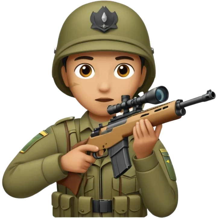 An army policeman aiming with a sniper rifle. emoji