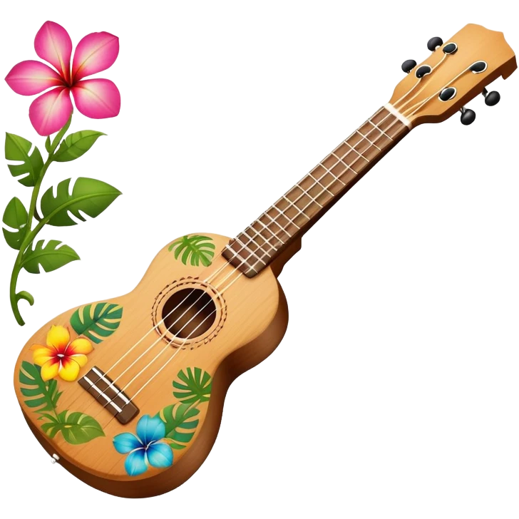 Ukulele with Hawaiian flowers emoji