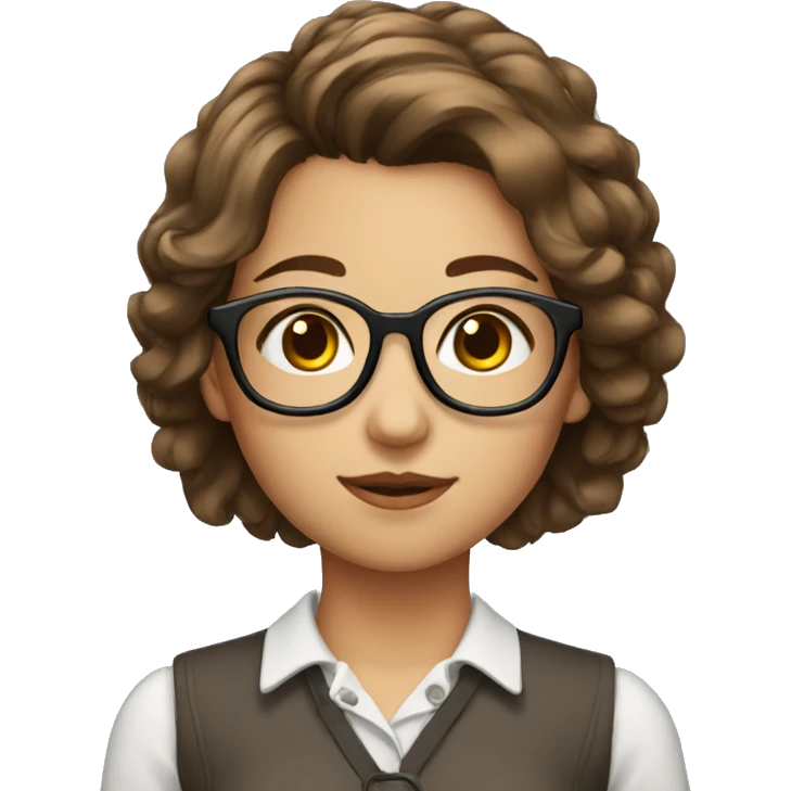 girl, glasses, hairstyle, brown hair, in a collar emoji