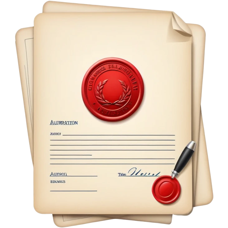 Document icon with official stamp or seal, symbolizing business registration and authorization emoji