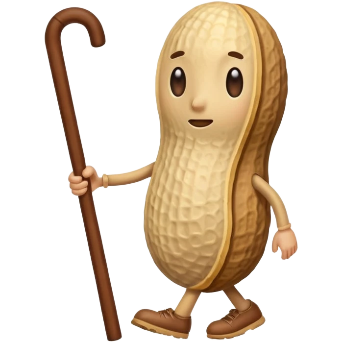peanut with shell on walking with cane emoji