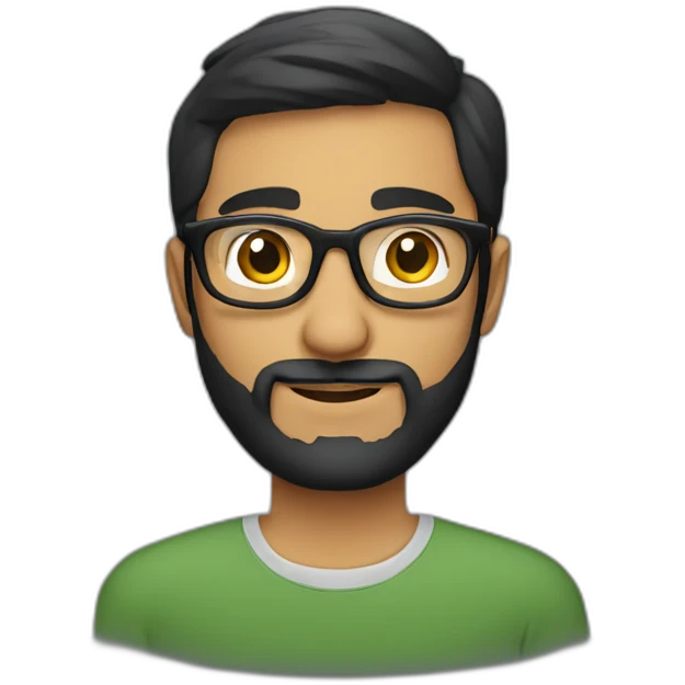 A Pakistani man 30 years old with a beard and wayfarer spectacles emoji