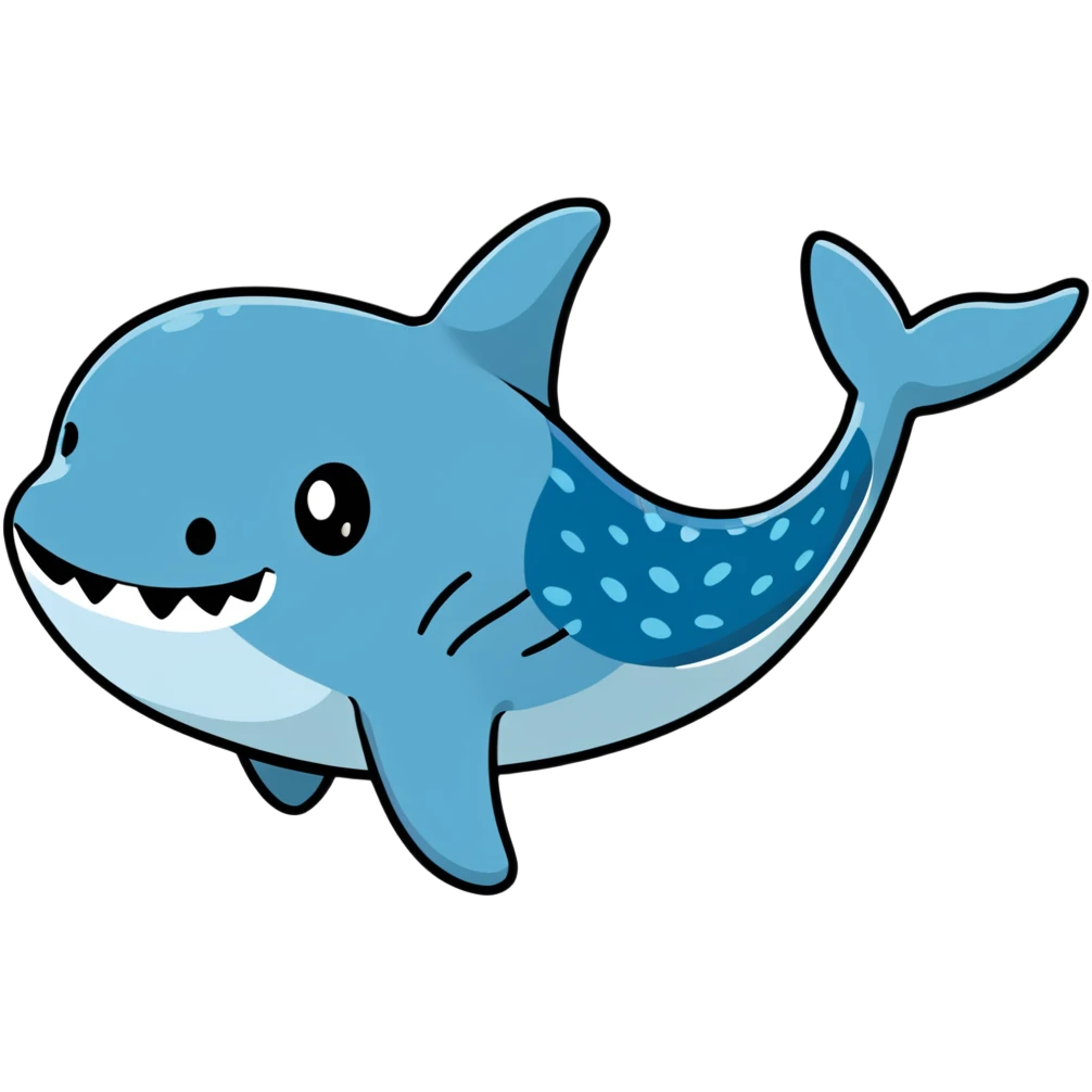 Whale shark with a cut smile emoji