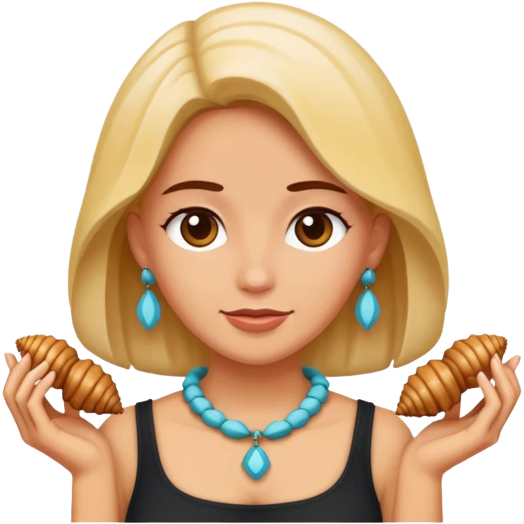 Mujer con collares de conchas  emoji