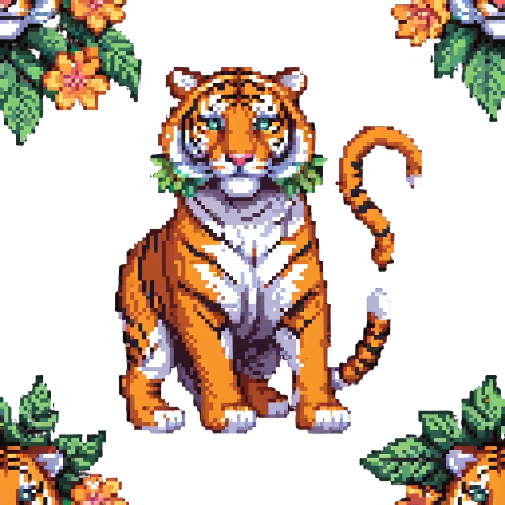 tiger with flowers emoji