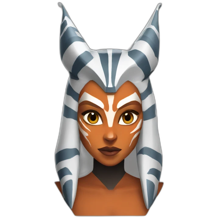 Sexy Ahsoka Tano (portrait, front facing, Apple iOS 17 style) horns emoji
