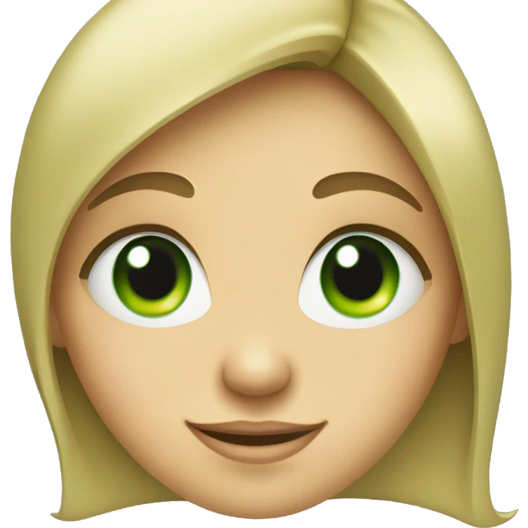 Smiley girl face with green eyes emoji
