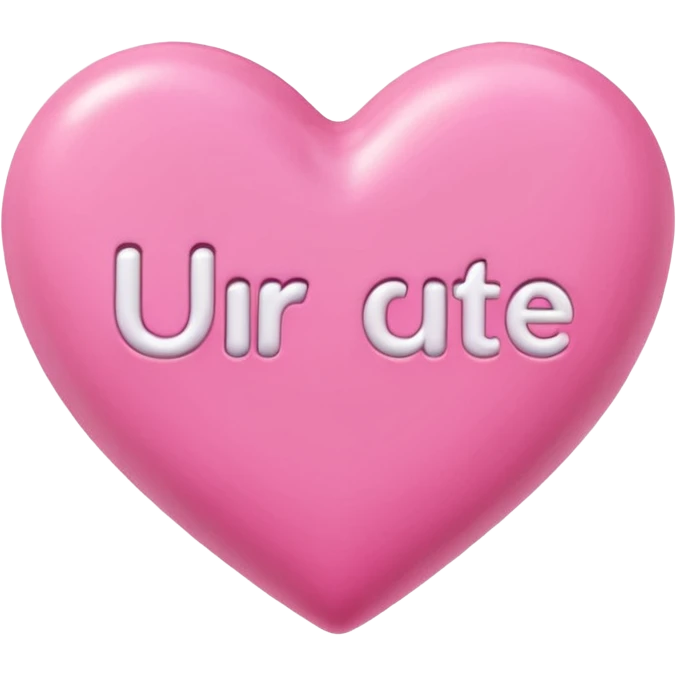Candy hearts but only 1, needs to look more 3 dimensional and have UR CUTE in text on the top/face of the heart emoji