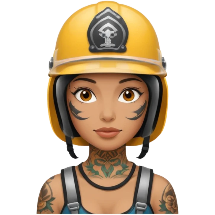 tattooed woman in helmets emoji