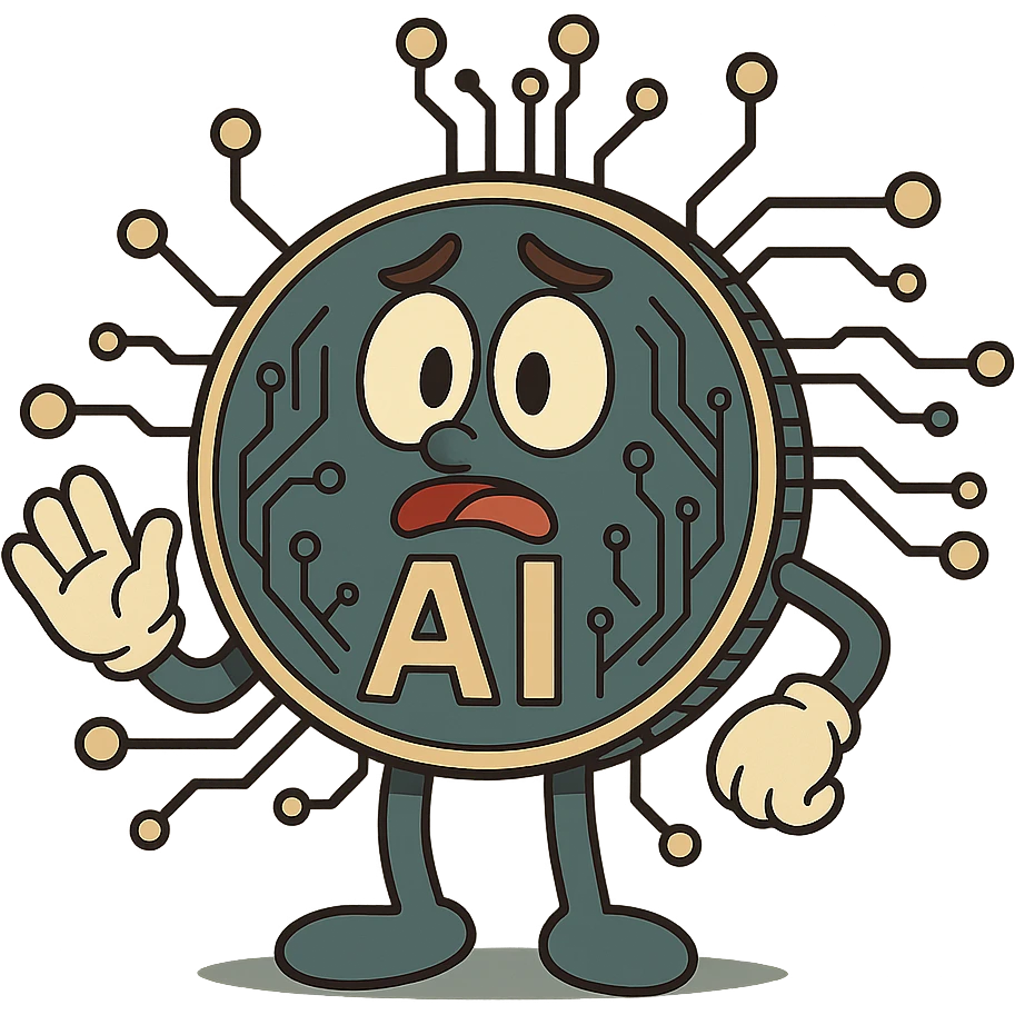 circular computer chip with 'AI' in the center, intricate circuit lines emoji