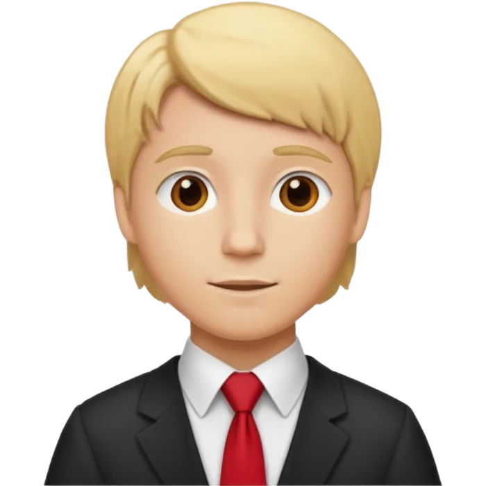 graduate student with red tie and blonde hair emoji