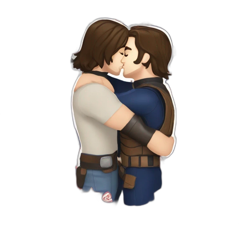 Bucky Barnes kissing Captain America emoji