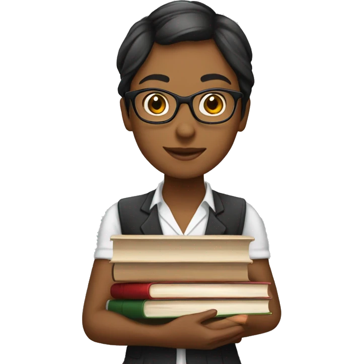profesora joven con libros emoji