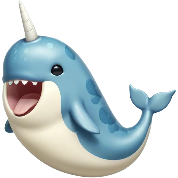 Cinematic Cute Yawning Narwhal Portrait Emoji, Head tilted slightly with a dramatic, wide-open yawn, showcasing a streamlined, mottled body with a gracefully curled ivory tusk and sleepy, half-closed eyes, Simplified yet irresistibly adorable features, highly detailed, glowing with a soft, cozy arctic glow, high shine, relaxed yet expressive, stylized with a hint of whimsical marine ease, soft glowing outline, capturing the essence of a drowsy yet affectionate narwhal that appears ready to stretch out for a nap! emoji