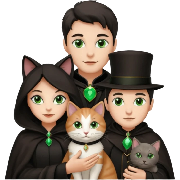 magician couple and their pet cat emoji