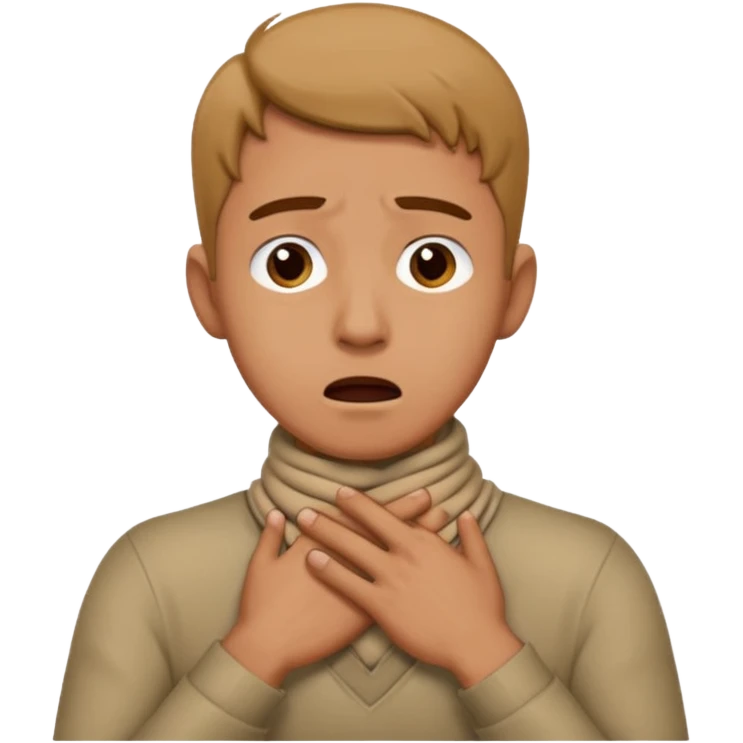 Man with hands gripped around NECK crossed like he is choking emoji