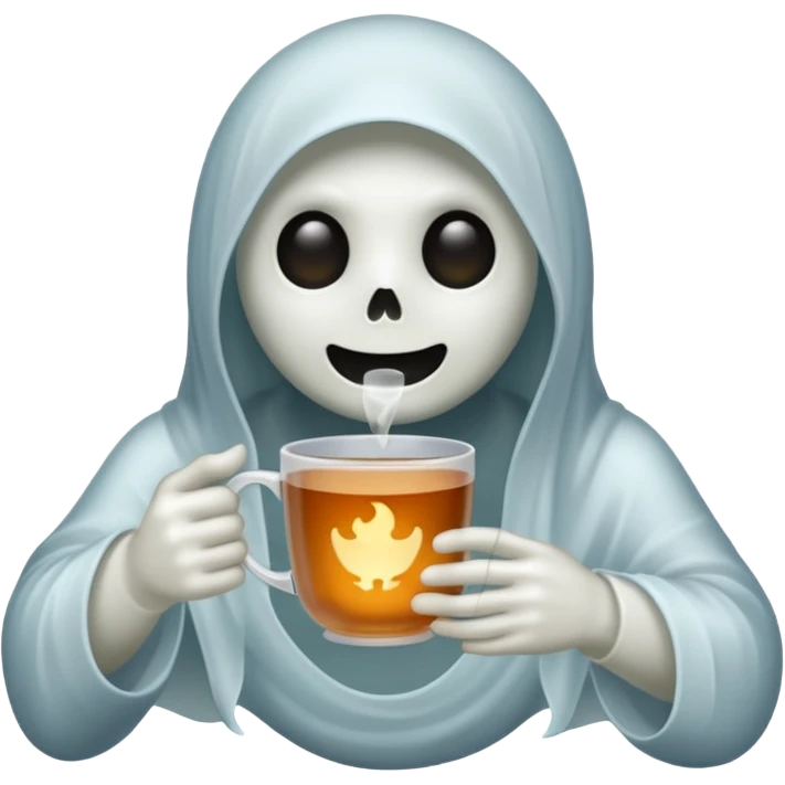  Spooky Ghost emoji holding a cup of tea emoji
