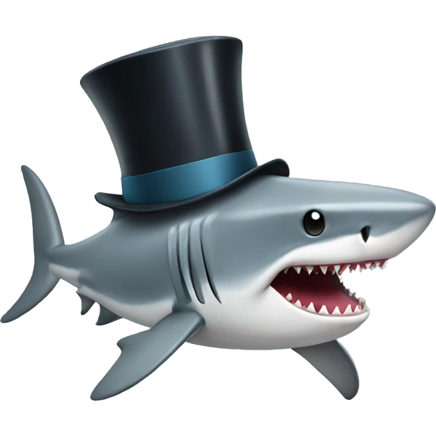 Shark with a top hat emoji