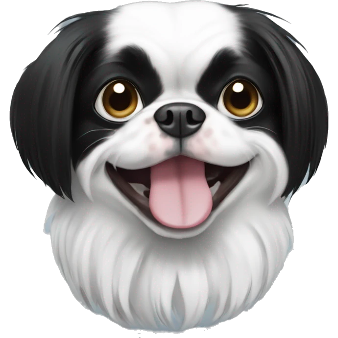 black and white japanese chin with an exaggerated smile emoji